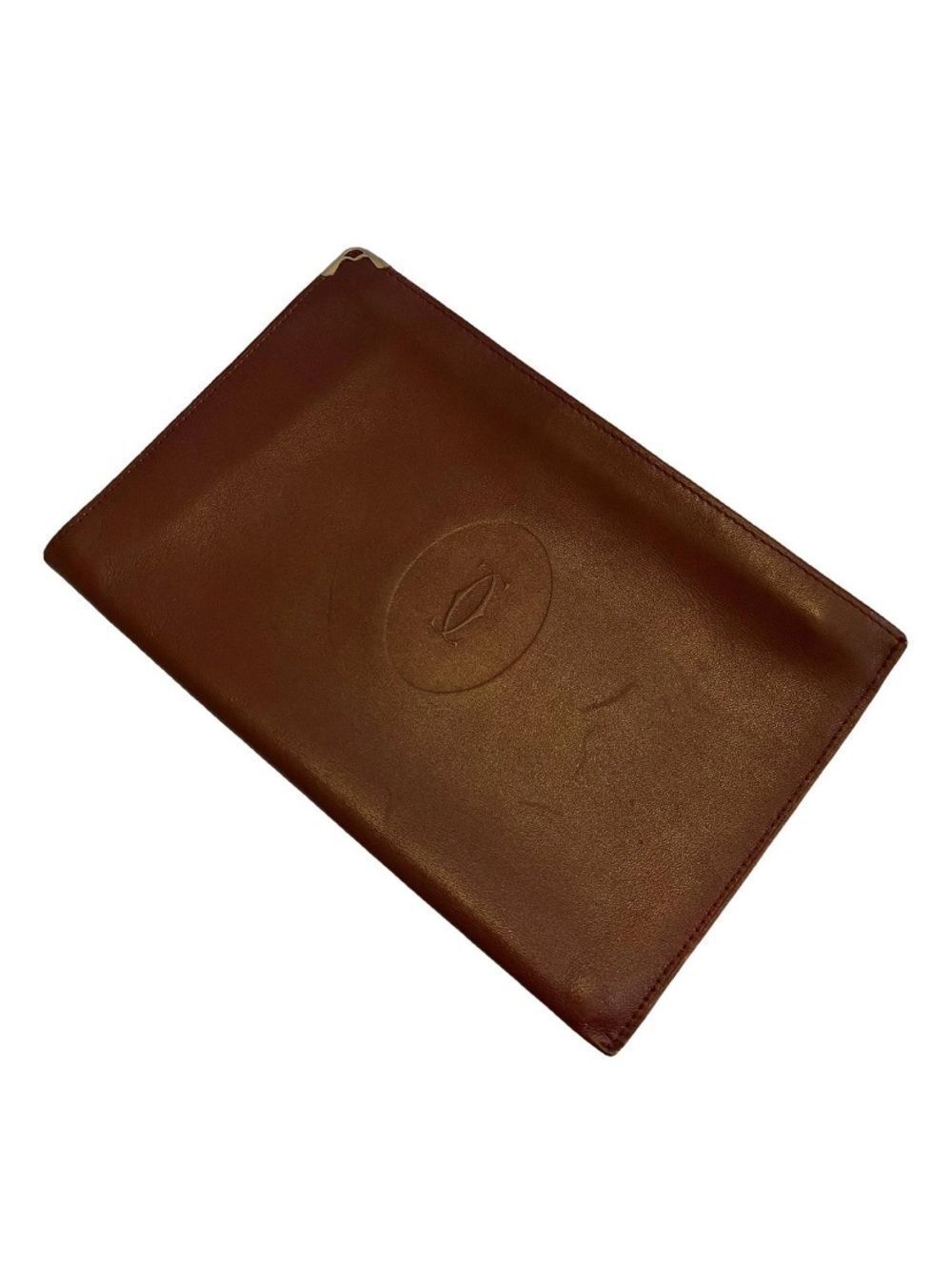 🛍️ Cartier Must de Cartier 21 Bordeaux Leather Clutch/Pouch Bag Circa 1990s